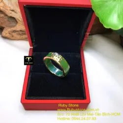 Nhẫn Ngọc bích vuông 6 ly xanh lá, vàng 18k - Ảnh 5