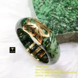 Vòng ngọc cẩm thạch sơn thuỷ, vàng 18k - Hình ảnh 5