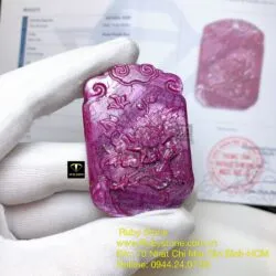 Mặt dây chuyền hoa mẫu đơn Ruby Nam Phi, kích thước 50mm - Ảnh 7