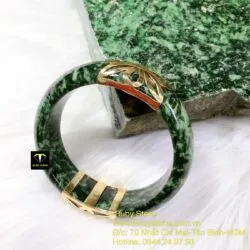 Vòng ngọc cẩm thạch sơn thuỷ, vàng 18k - Hình ảnh 8