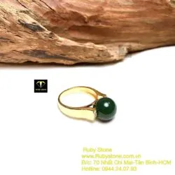 Nhẫn trái châu Ngọc bích, vàng 18k - Hình ảnh 2