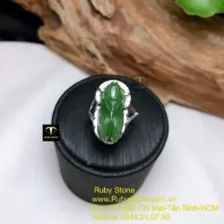 Nhẫn ve sầu (ngọc thiền) Ngọc bích, bạc 925 - Hình ảnh 2