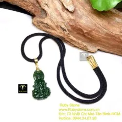 Phật Bà Quan Âm ngọc bích, móc vàng 18k - Hình ảnh 2