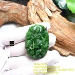 Phật Quan Âm tự tại ngọc bích chạm tay tinh xảo, KT 45mm - Ảnh 8