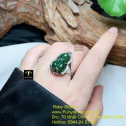 Nhẫn nữ Tỳ hưu Ngọc bích, bạc 925 - Ảnh 2