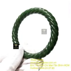 Vòng ngọc bích Canada chạm xoắn, ni tay 55mm - Hình ảnh 2