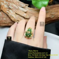 Nhẫn tỳ hưu Ngọc bích Canada, vàng 18k - Ảnh 3