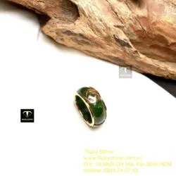 Nhẫn tròn Ngọc bích xanh đậm, vàng 18k - Ảnh 4