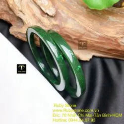 Vòng tay Ngọc bích bản vuông bản 6,1mm, ni tay 52mm