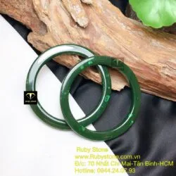 Vòng tay Ngọc bích bản vuông bản 6,1mm, ni tay 52mm - Hình ảnh 5