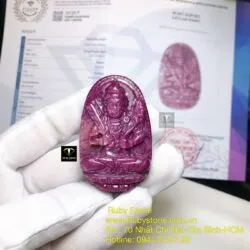 Hư không tạng bồ tát - Phật bản mệnh Ruby Nam Phi tuổi Sửu-Dần, kích thước 51mm - Ảnh 2