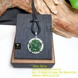 Mặt dây chuyền Hoa mẫu đơn Ngọc bích, bạc 925