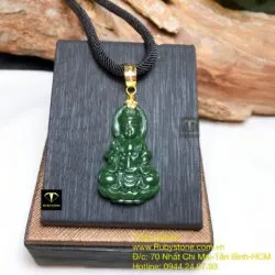 Phật Bà Quan Âm ngọc bích, móc vàng 18k - Hình ảnh 8
