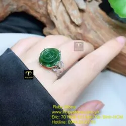 Nhẫn hoa mẫu đơn Ngọc bích, bạc 925 Nhẫn hoa mẫu đơn Ngọc bích, bạc 925