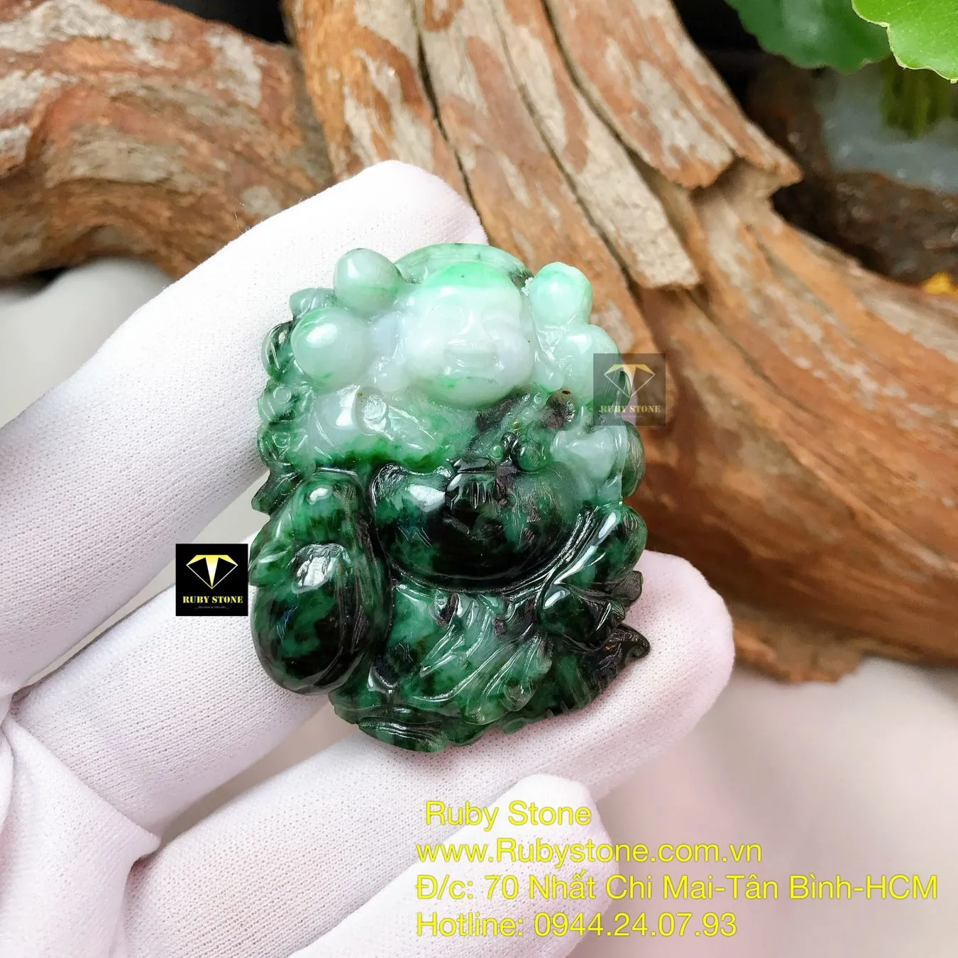 Phật Di Lặc ngọc cẩm thạch sơn thuỷ, kích thước 51mm Phật Di Lặc ngọc cẩm thạch sơn thuỷ, kích thước 51mm - Ảnh 6