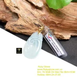 Mặt dây chuyền như ý ngọc Phỉ Thuý, móc vàng 10k - Ảnh 6