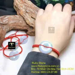 Đồng điếu ngọc cẩm thạch tết dây đeo tay, KT 25mm - Ảnh 2