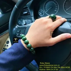 Vòng chuỗi Ngọc bích xanh đậm 14 ly