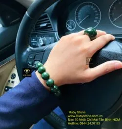 Vòng chuỗi Ngọc bích xanh đậm 14 ly