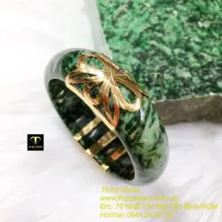 Vòng ngọc cẩm thạch sơn thuỷ, vàng 18k - Hình ảnh 6