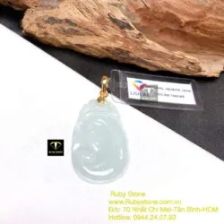 Mặt dây chuyền như ý ngọc Phỉ Thuý, móc vàng 10k - Ảnh 3