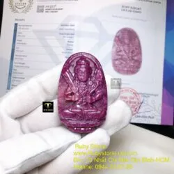 Hư không tạng bồ tát - Phật bản mệnh Ruby Nam Phi tuổi Sửu-Dần, kích thước 51mm - Ảnh 5