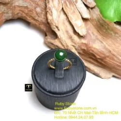 Nhẫn trái châu Ngọc bích Canada, vàng 18k - Ảnh 5