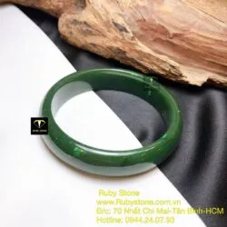 Vòng tay ngọc bích Canada, bản 13mm, ni tay 56mm - Ảnh 3
