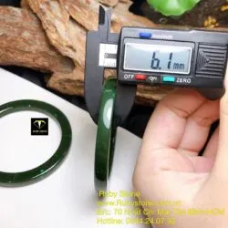 Vòng tay Ngọc bích bản vuông bản 6,1mm, ni tay 52mm - Hình ảnh 4