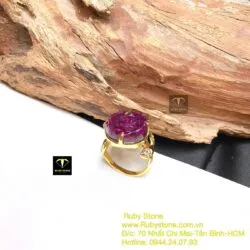 Nhẫn hoa mẫu đơn Ruby Nam Phi, vàng 18k - Ảnh 5