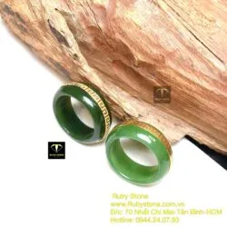 Nhẫn ngọc bích xanh lá VIP 9 ly, vàng 10k - Ảnh 3