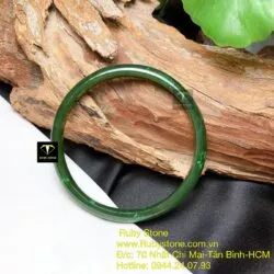 Vòng tay Ngọc bích bo tròn bản 7mm, ni tay 53mm - Hình ảnh 7