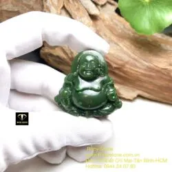 Mặt dây chuyền phật Di Lặc ngọc bích, kích thước 37mm - Ảnh 4