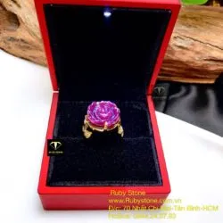 Nhẫn hoa mẫu đơn Ruby Nam Phi, vàng 18k - Ảnh 7