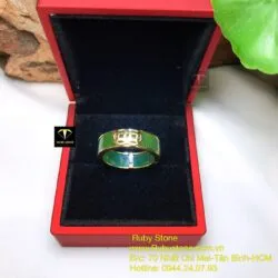 Nhẫn Ngọc bích vuông 6 ly xanh lá, vàng 18k - Ảnh 6