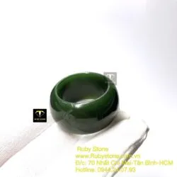 Nhẫn bầu Ngọc bích xanh đậm VIP, bản 15mm - Hình ảnh 4