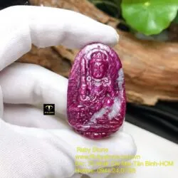 Văn thù bồ tát - Phật bản mệnh Ruby Nam Phi tuổi Mão, kích thước 42mm
