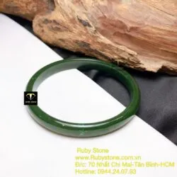 Vòng tay Ngọc bích bo tròn bản 7mm, ni tay 53mm - Hình ảnh 2