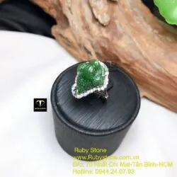 Nhẫn thiềm thừ (cóc ba chân) Ngọc bích lên bạc - Hình ảnh 4