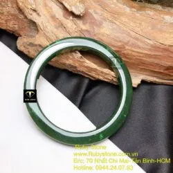 Vòng tay ngọc bích Canada, bản vuông 8,6mm, ni tay 53mm - Ảnh 5