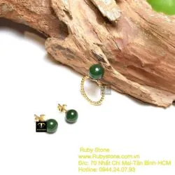 Nhẫn trái châu Ngọc bích Canada, vàng 18k - Ảnh 3