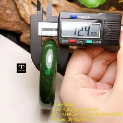 Vòng tay ngọc bích Canada, bản 12mm, ni tay 56mm - Ảnh 2
