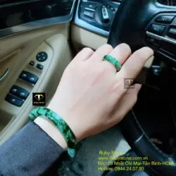 Bộ sản phẩm vòng và nhẫn ngọc Cẩm thạch sơn thuỷ