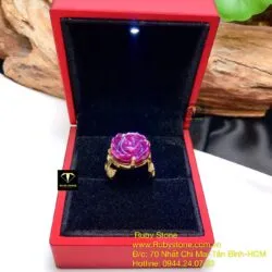 Nhẫn hoa mẫu đơn Ruby Nam Phi, vàng 18k - Ảnh 8