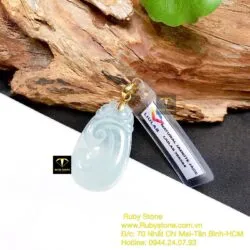 Mặt dây chuyền như ý ngọc Phỉ Thuý, móc vàng 10k - Ảnh 4