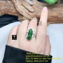 Nhẫn ve sầu (ngọc thiền) Ngọc bích, bạc 925 - Hình ảnh 8