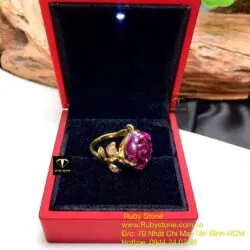 Nhẫn hoa mẫu đơn Ruby Nam Phi, vàng 18k - Ảnh 6