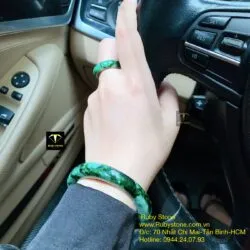 Bộ sản phẩm vòng và nhẫn ngọc Cẩm thạch sơn thuỷ