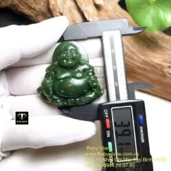 Mặt dây chuyền phật Di Lặc ngọc bích, kích thước 37mm - Ảnh 3