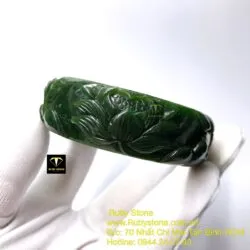 Vòng ngọc bích chạm khắc Hoa sen, ni tay 55mm